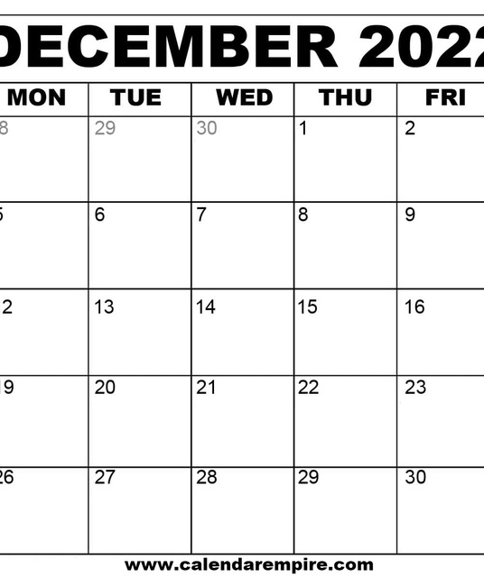 avatar December 2022 Calendar